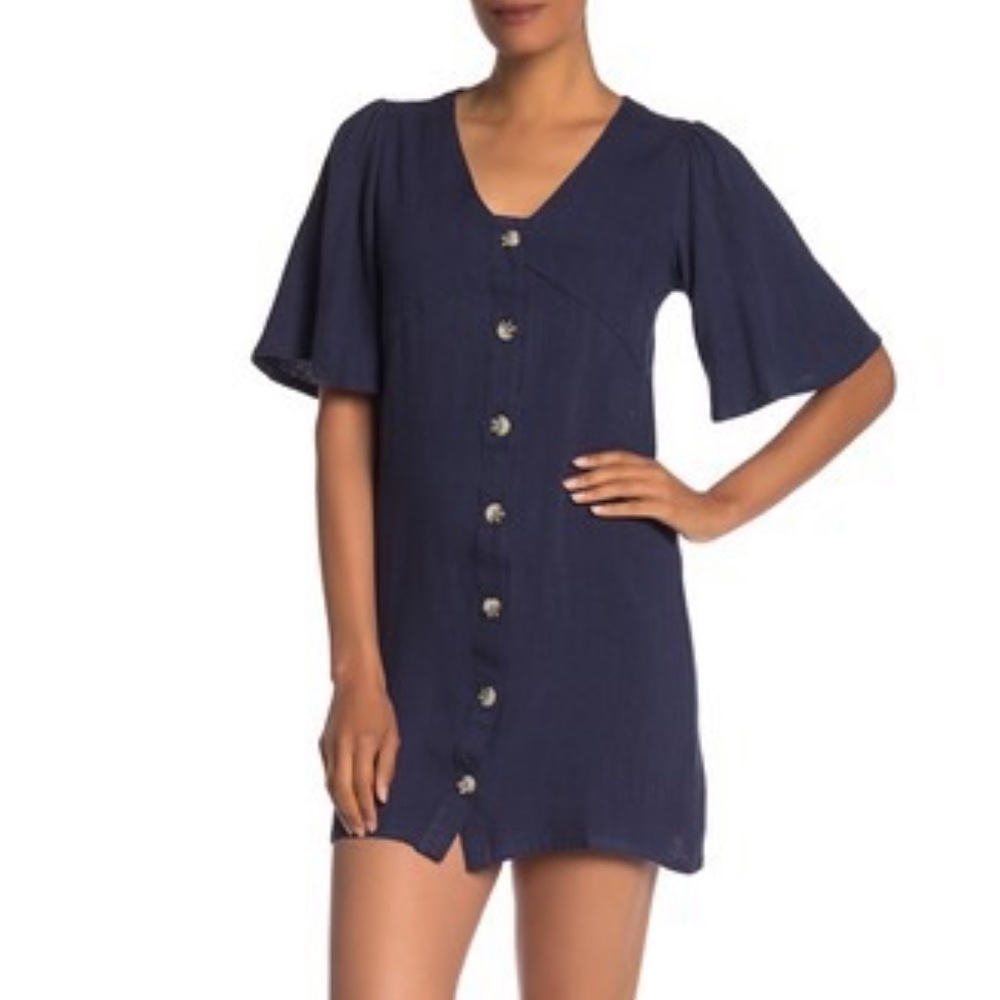 NAVY BUTTON DOWN GOOD LUCK GEM NWT DRESS - Picture 2 of 6